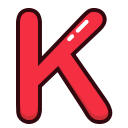 alphabet, k, letter, letters, red svg vector icon