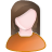 female, orange, user, white icon