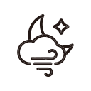 moon, night, weather, windy svg vector icon