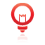 bulb, light, red icon