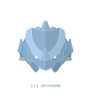 kanto, piedra, pokemon, rhyhorn, tierra svg vector icon