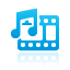 blue, music, video icon
