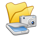 &, cameras, folder, scanners, yellow icon