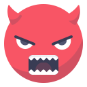 angry, devil, evil, face, grin, smile, smiley svg vector icon