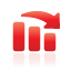 bar, chart, down, red icon