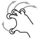 finger, four, gestureworks, rotate icon