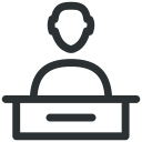 front desk, front office, hotel reception, reception, receptionist svg vector icon