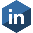 gloss, hexagon, linkedin, media, social svg vector icon