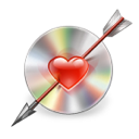 arrow, disc, love icon