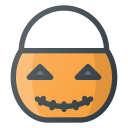 bucket, halloween, pumpkin, treet, trick svg vector icon