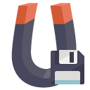 physics,magnet,diskette icon
