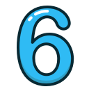 blue, number, numbers, six, study svg vector icon