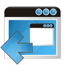 application, arrow, left, window icon