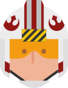 five, helmet, pilot, rebel, red, star wars svg vector icon