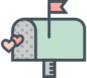 hearts, mailbox, valentines svg vector icon