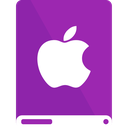 apple, drive, purple, white icon