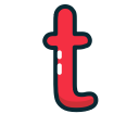 letter, lowercase, red, t svg vector icon