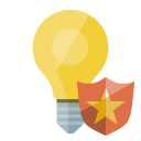 ligthbulb,shield icon