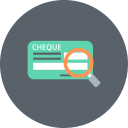 banking, cash, check, cheque, explore, finance, magnifier svg vector icon