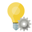 ligthbulb,gear icon