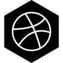 dribbble, hexagon, media, social svg vector icon