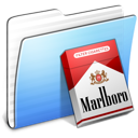 aqua, folder, marlboro, stripped icon