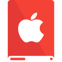 apple, drive, red, white icon