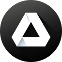 black white, circle, google drive, long shadow, media, social, social media svg vector icon
