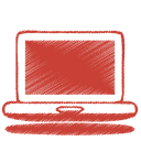 computer, laptop, red icon