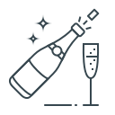 bottle, champagne, christmas, event, glass, new year svg vector icon