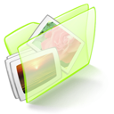 dossier, green, pictures icon