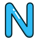 alphabet, blue, letter, letters, n svg vector icon