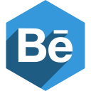 behance, hexagon, media, shadow, social svg vector icon