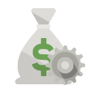 money,bag,gear icon