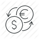 coins, currency, dollar, euro, exchange, exchange rate, money icon
