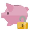piggy,bank,lock,open icon
