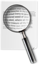document, file, search, spyglass, text icon