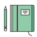 journey, moleskine, notepad, notes, pencil, travel, write svg vector icon
