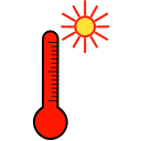 fever, healthcare, medical care, sun, thermometer svg vector icon