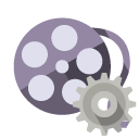 film,reel,gear icon