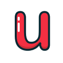 letter, lowercase, red, u svg vector icon