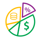 coins, diagram, graph, , money, percent svg vector icon