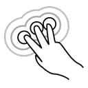 finger, gestureworks, tap, three, triple icon