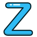 alphabet, blue, letter, letters, z svg vector icon