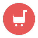 buy, cart, circular, modern, purchase, red, shopping, tray icon