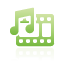green, music, video icon