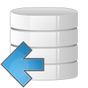 arrow, database, left icon