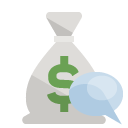 money,bag,speech,bubble icon