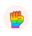 fist, flag, hand, lgbtq svg vector icon
