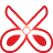 basic, red, scissors icon